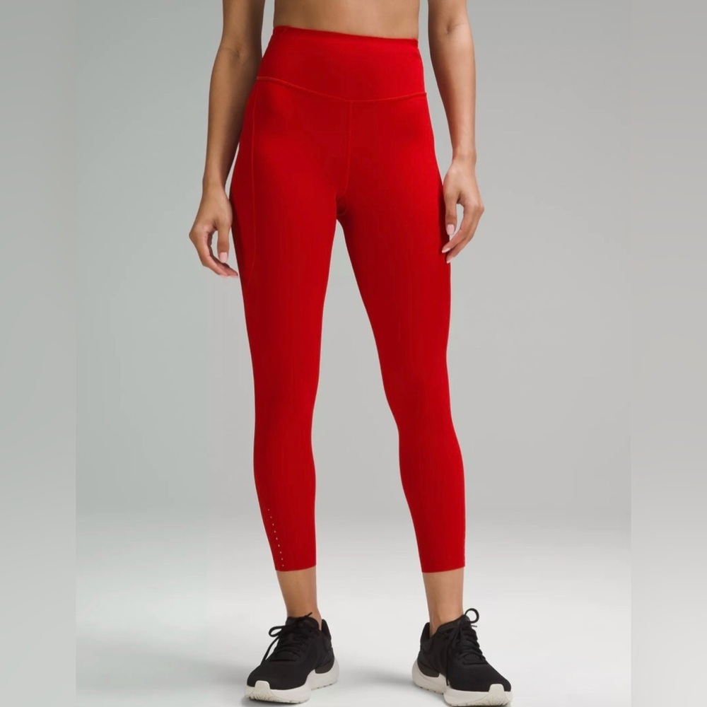 NWT LULULEMON Fast and Free High-Rise Tights 25" *5 Pocket - Dark Red 14